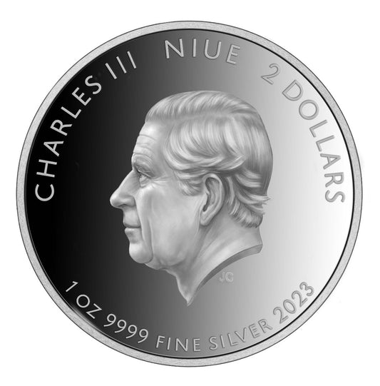 Silver coin King Charles III Niue