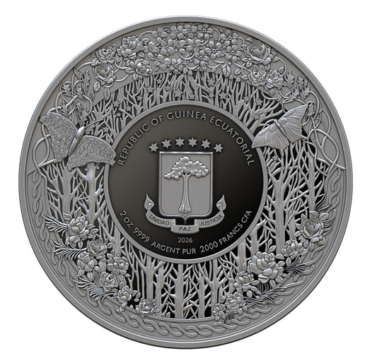 FREYJA 2026 | Äquatorial Guinea 2000 FRANCS CFA Silbermünze | 2 Oz 9999 Ag Ultra High Relief Proof