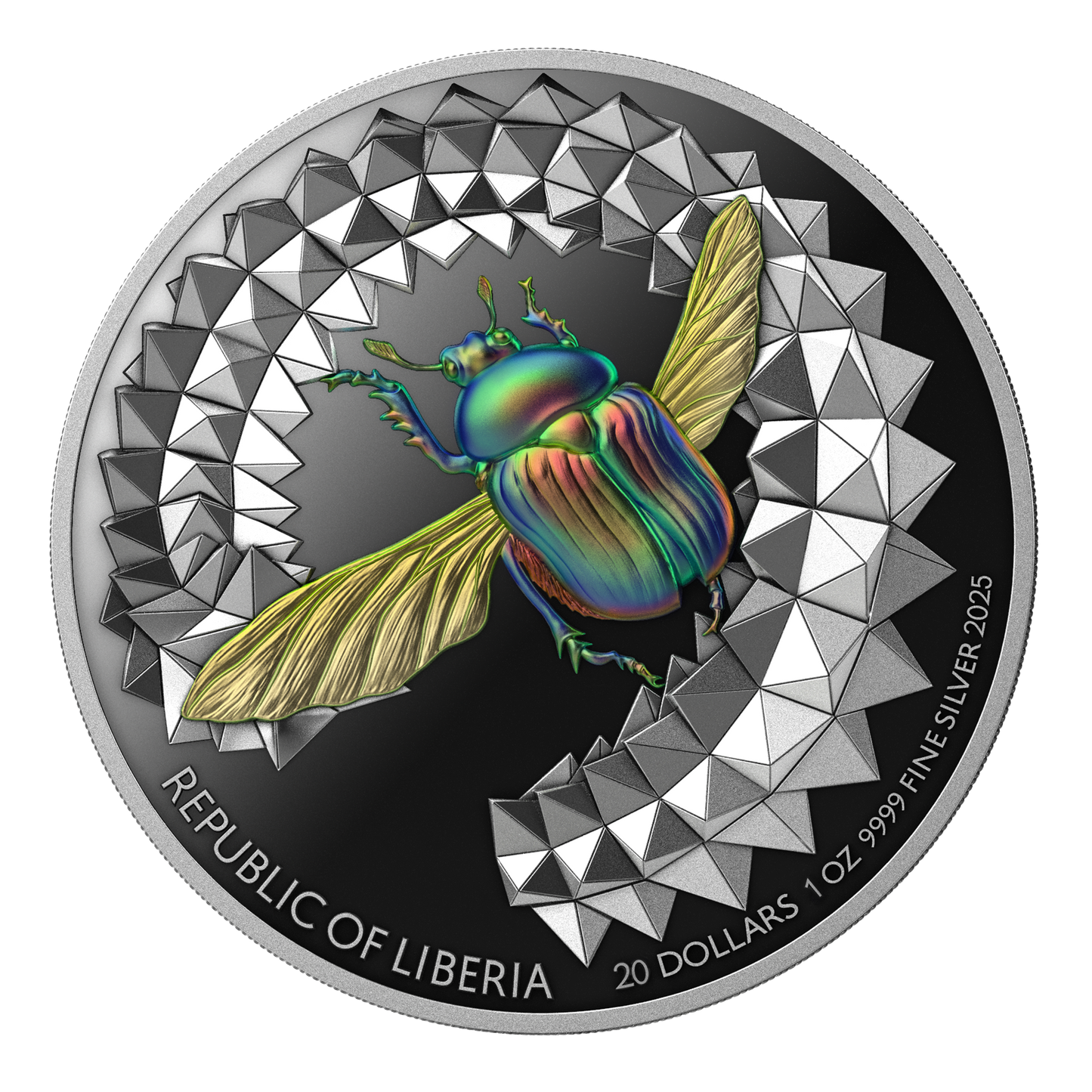 ÉNTOMA 2025 | SCARABEO 1 OZ 9999 SILBERMÜNZE Ultra-Hochrelief gefärbt Proof