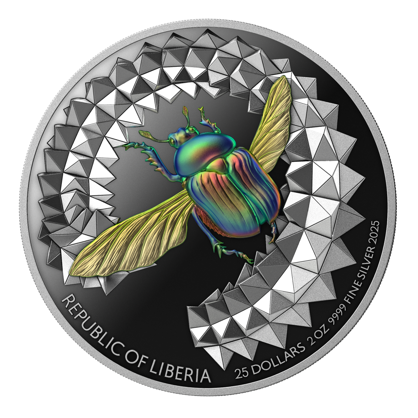 ÉNTOMA 2025 | SCARABEO 2 OZ 9999 SILBERMÜNZE Ultra-Hochrelief gefärbt Proof