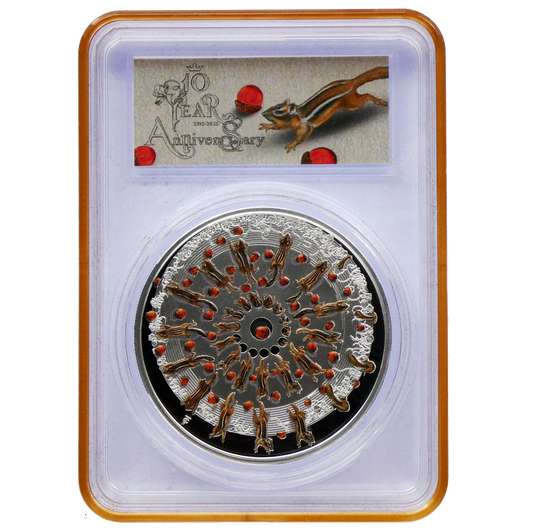 Moving Squirrels 2025 | Niue 2 Dollar 9999 Silbermünze Colored Proof