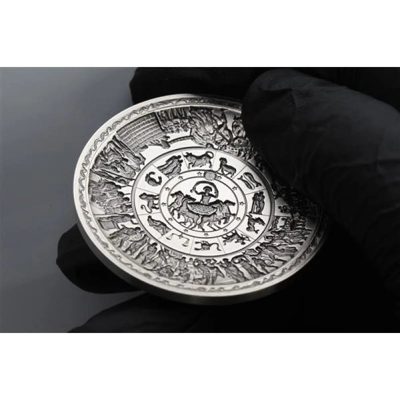 Silber Korean Stacker | Achilles Shield Antique in der Kapsel | 2 Oz 999 Silberbarren