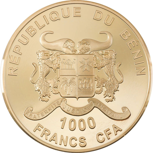 Benin 2021 | Cannabis Sativa Gilded Proof | 1 Oz 999 Silbermünze 1000 Francs