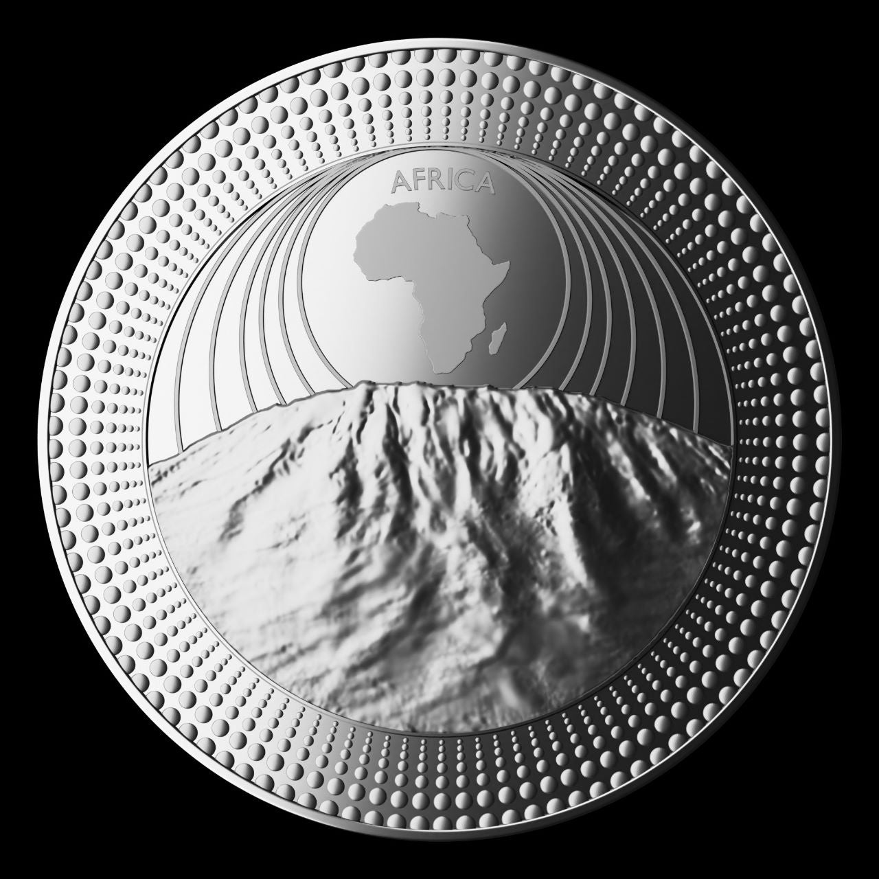 Kontinente 2023 | AFRIKA - KILIMANDSCHARO | Niue 5 Dollar 2 OZ 9999 Silbermünze Hochrelief Proof Gewölbt