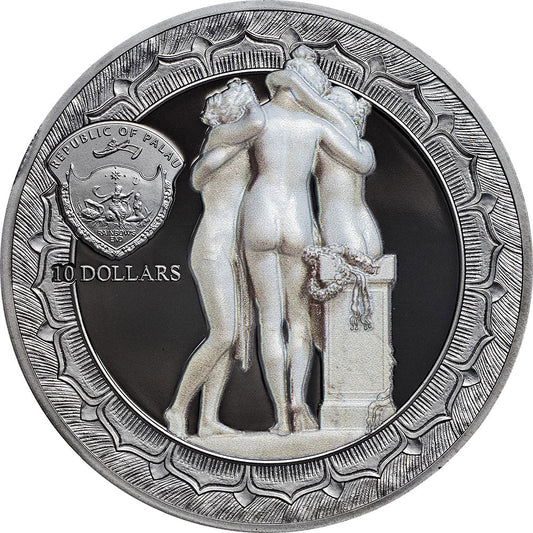 Ewige Sculpturen Tre Grazie 2 Oz Silbermünze Palau