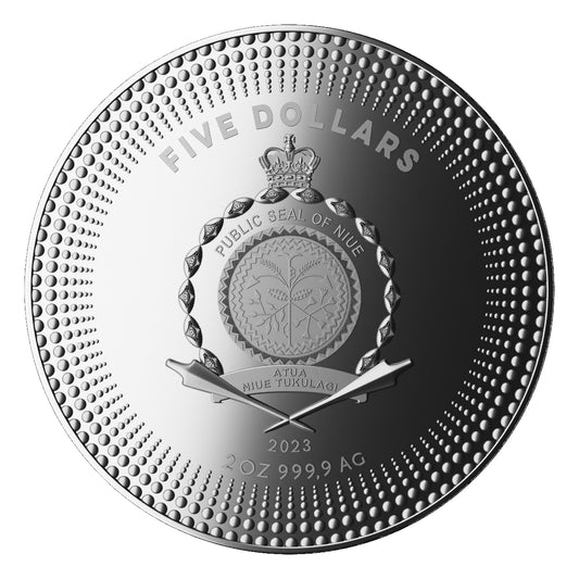 Kontinente 2023 | EUROPA – MONT BLANC | Niue 5 Dollar 2 OZ 9999 Silbermünze Ultra Hochrelief Proof Gewölbt