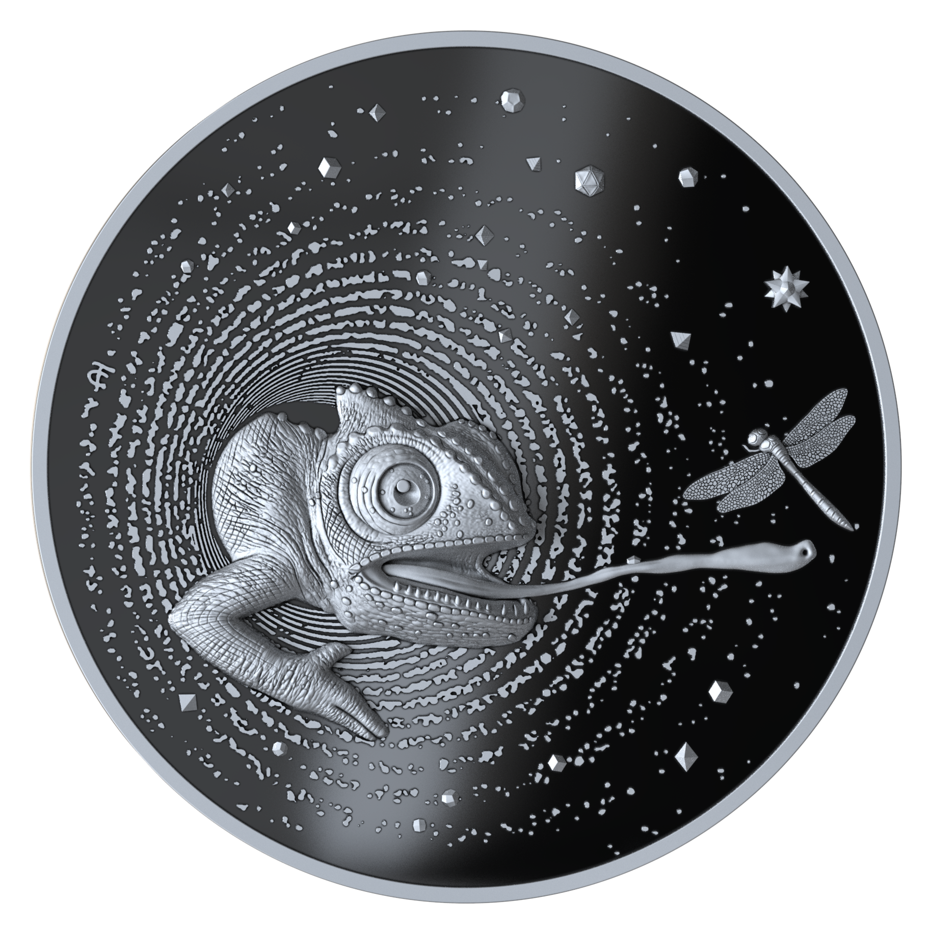Chameleon Herpeton Cameroon Silver Coin 2025