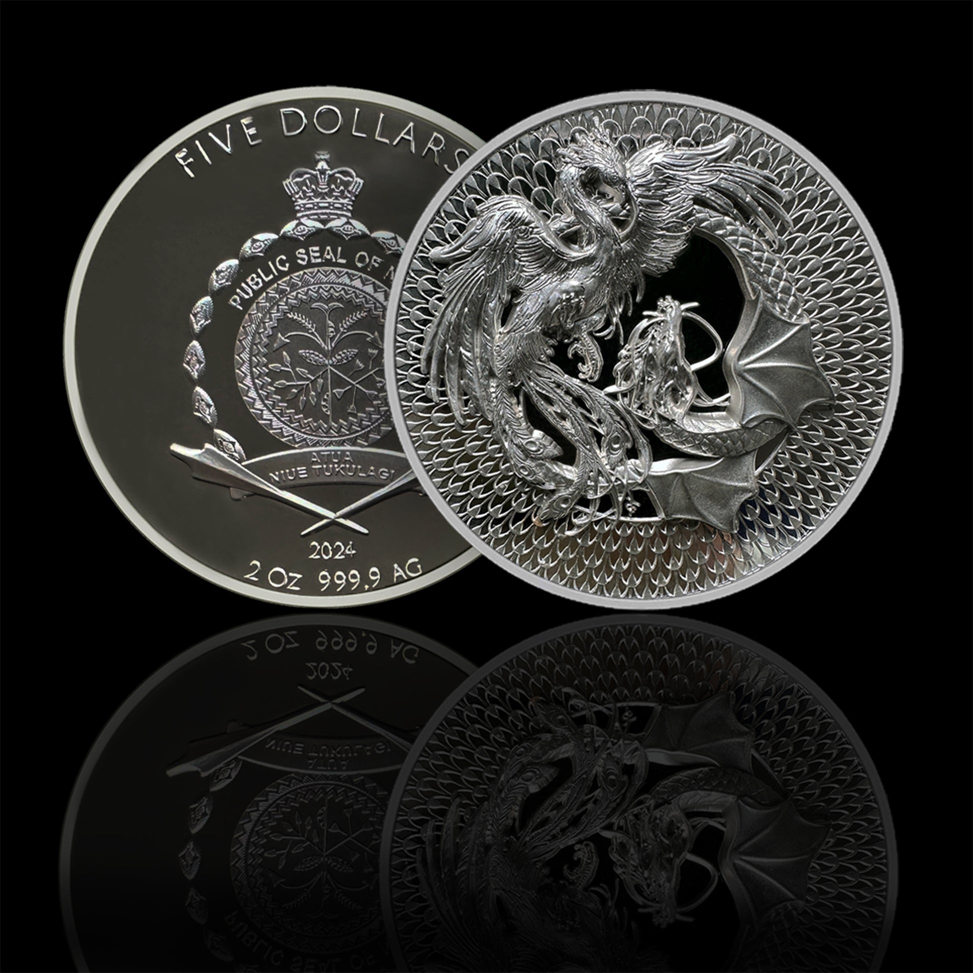 Phoenix & Dragon 2024 Niue 5 Dollars Proof