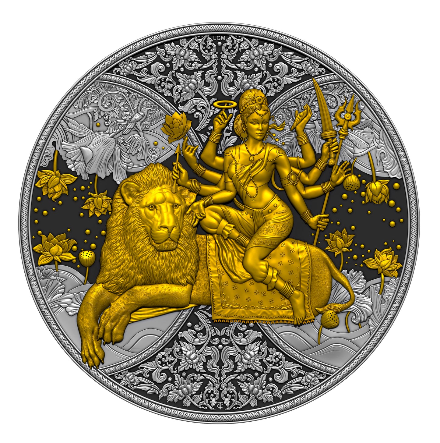 Durga Dark Gilded Cameroon Silver Coin Le Grand Mint