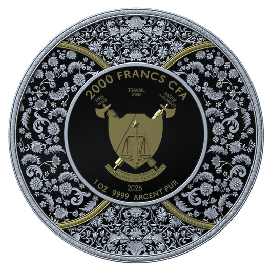 DURGA 2026 | SILVER INVESTMENT COIN 1 Oz High Relief Proof Ruthenium Gold | Cameroon 2000 Francs CFA