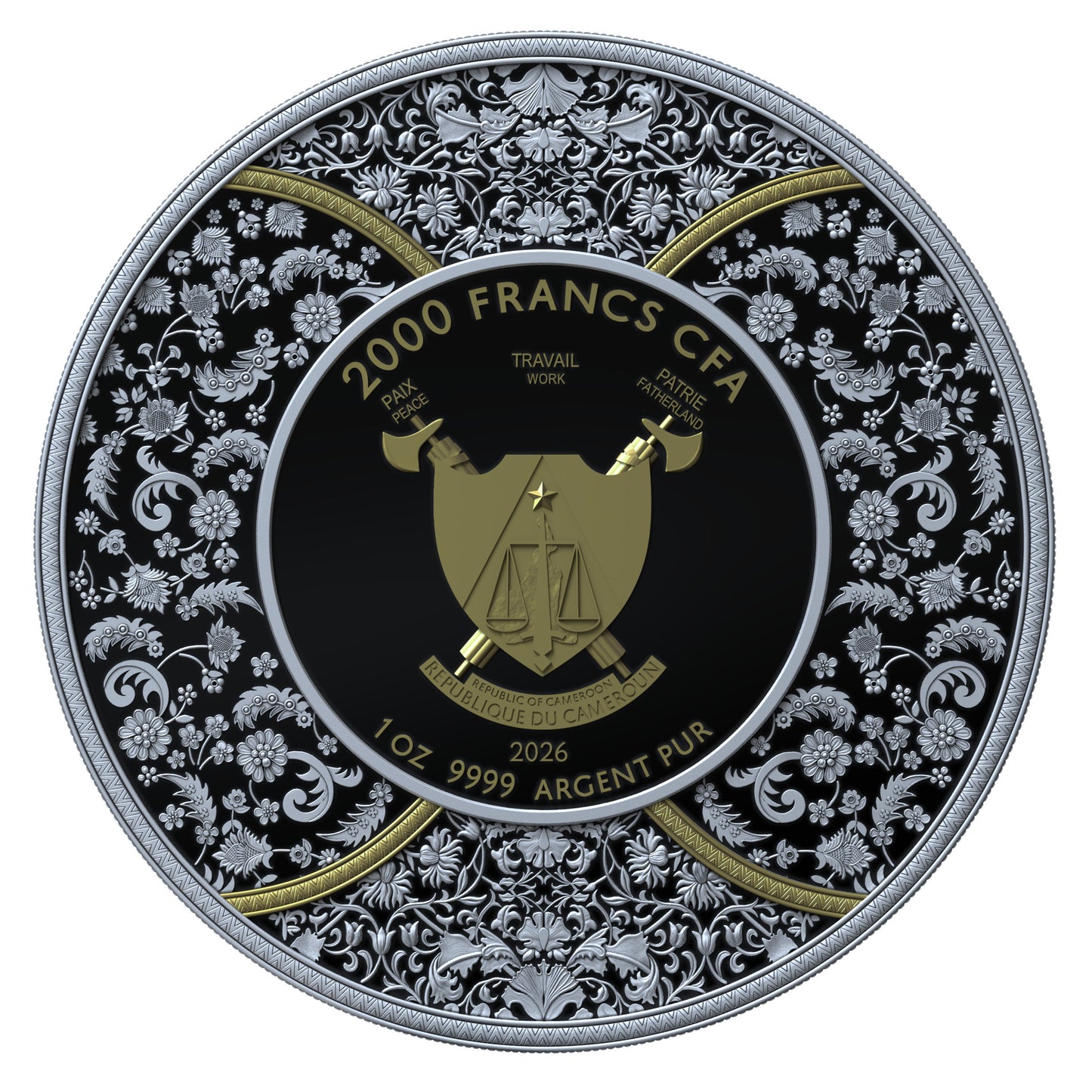 DURGA 2026 | SILVER INVESTMENT COIN 1 Oz High Relief Proof Ruthenium Gold | Cameroon 2000 Francs CFA
