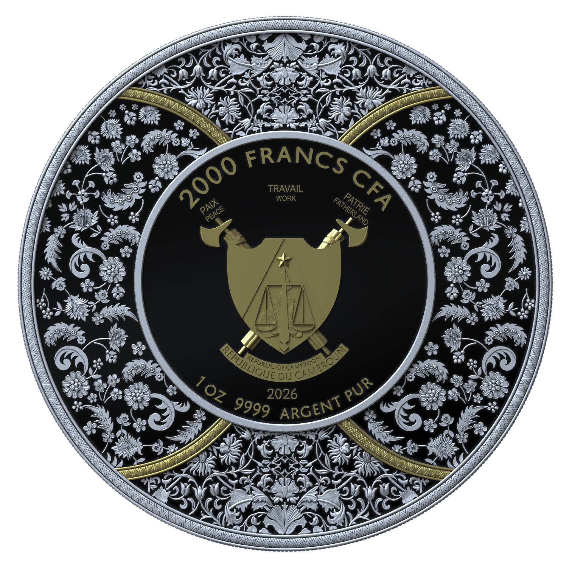 DURGA 2026 | SILVER INVESTMENT COIN 1 Oz High Relief Proof Ruthenium Gold | Cameroon 2000 Francs CFA
