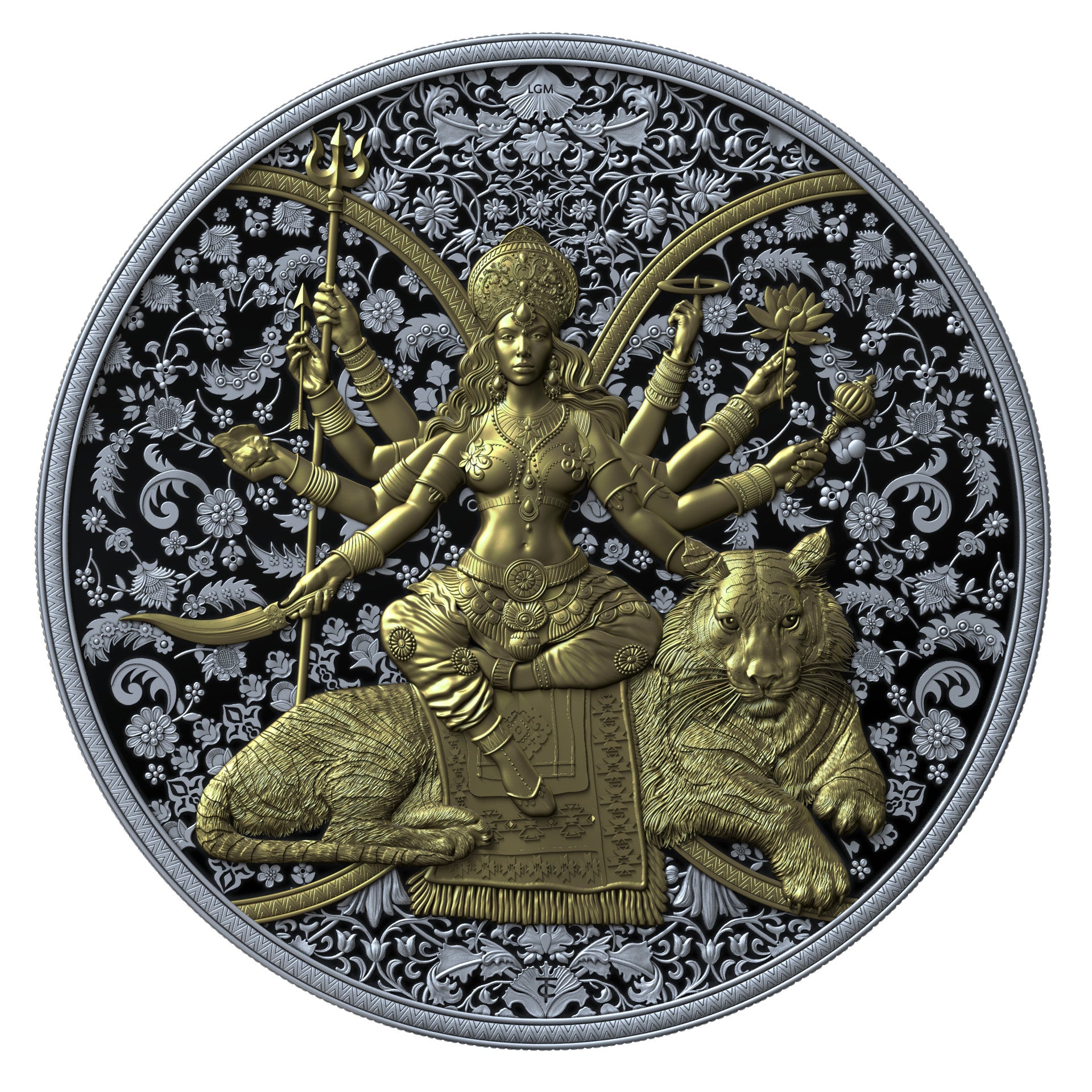 DURGA 2026 | SILVER INVESTMENT COIN 1 Oz High Relief Proof Ruthenium Gold | Cameroon 2000 Francs CFA