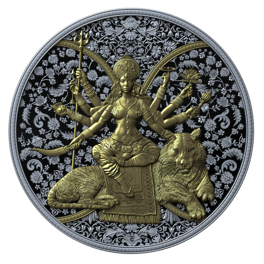 DURGA 2026 | SILVER INVESTMENT COIN 1 Oz High Relief Proof Ruthenium Gold | Cameroon 2000 Francs CFA