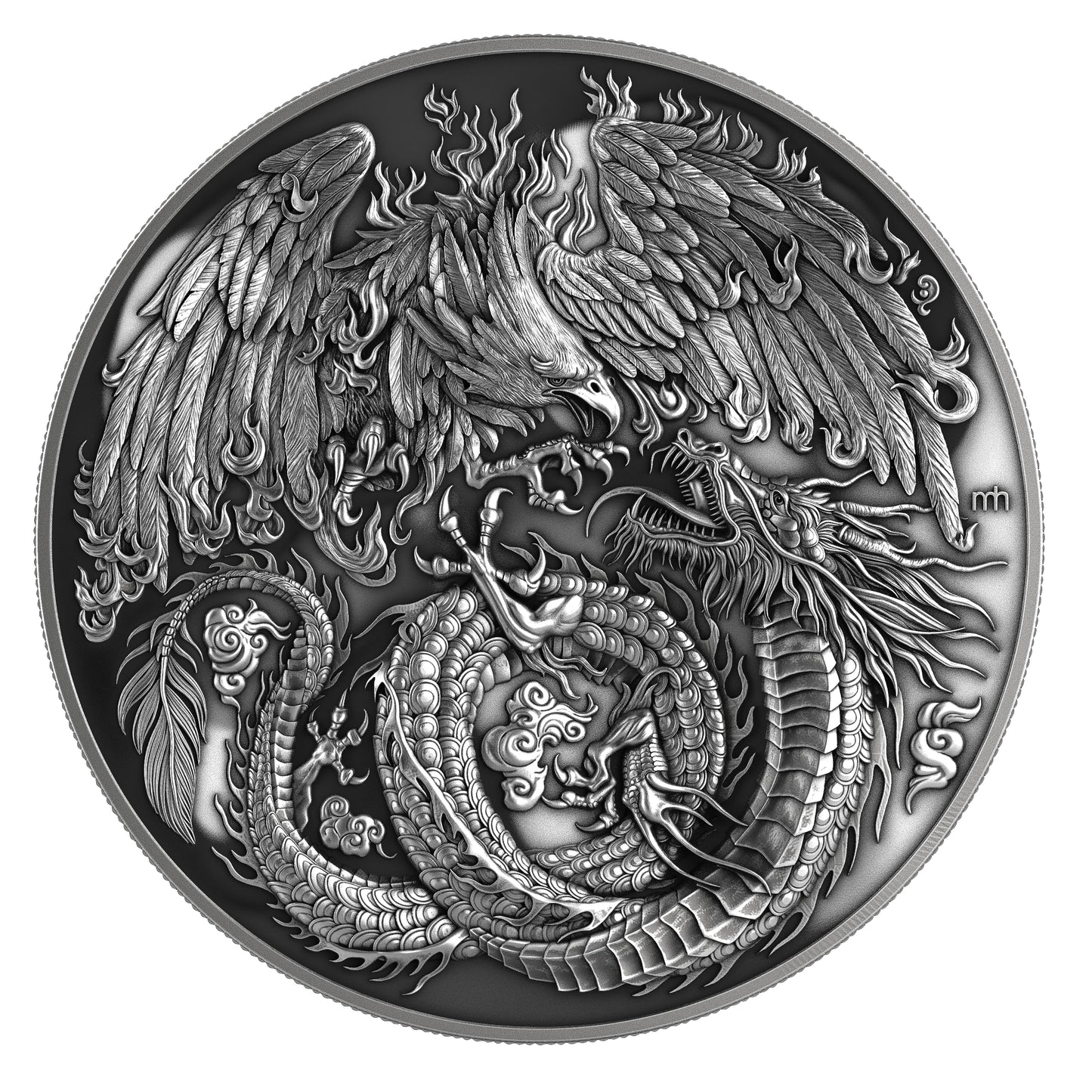 NIUE 2025 | PHOENIX & DRAGON SILVER COIN | 2 Oz 9999 Ag Ultra High Relief Proof