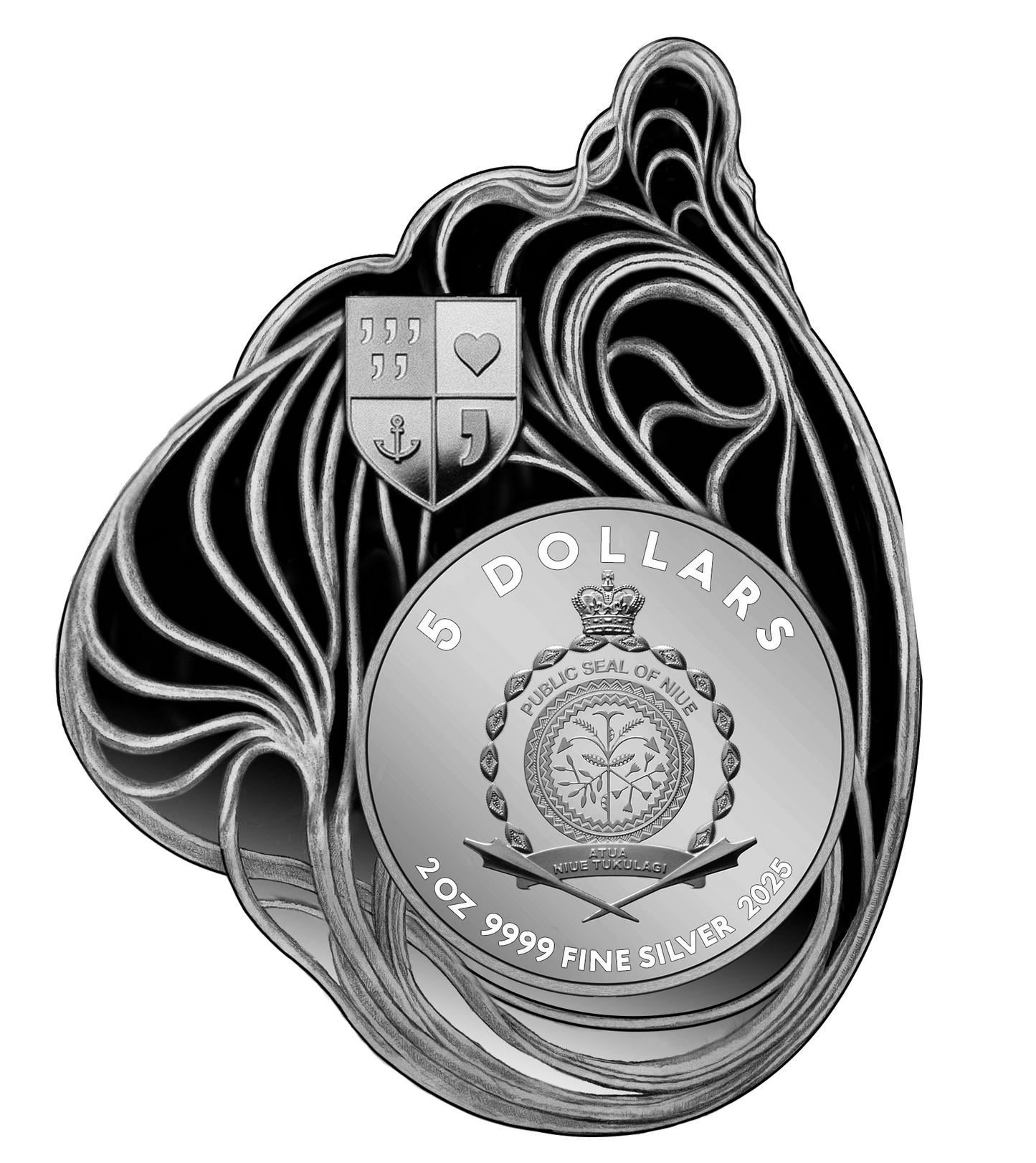 LIBERTY 2025 Prudence | 2 Oz 9999 Silbermünze 5$ Niue | Shaped Ultra High Relief Proof Coin (Kopie)