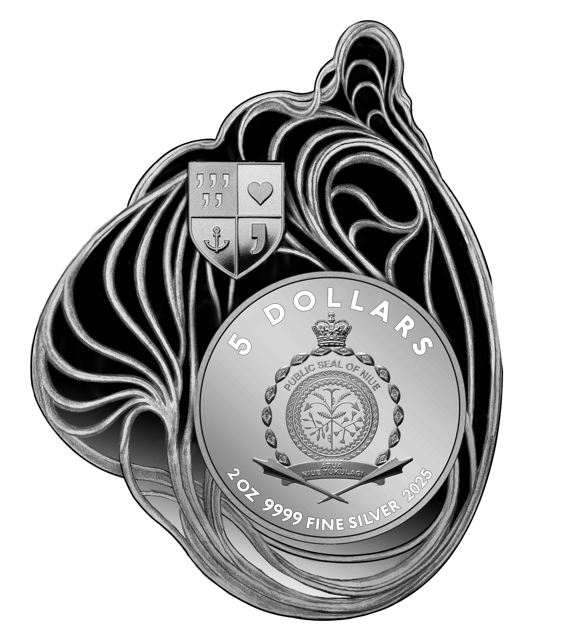 LIBERTY 2025 Prudence | 2 Oz 9999 Silbermünze 5$ Niue | Shaped Ultra High Relief Proof Coin (Kopie)