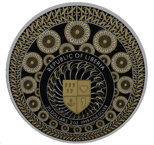 LION VS. BULL 2026 | LIBERIA 25 DOLLARS | 2 OZ 9999 FINE SILVER COIN RUTHENIUM GOLD