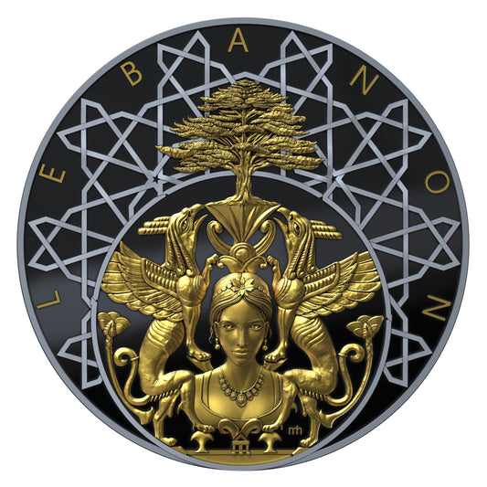 Grand Lebanon Niue Silver Coin 2025 Dark Ruthenium Gilded Ultra High Relief Proof