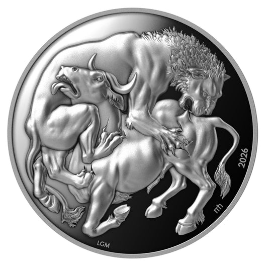 LION VS. BULL 2026 | LIBERIA 25 DOLLARS | 2 OZ 9999 FINE SILVER COIN PROOF