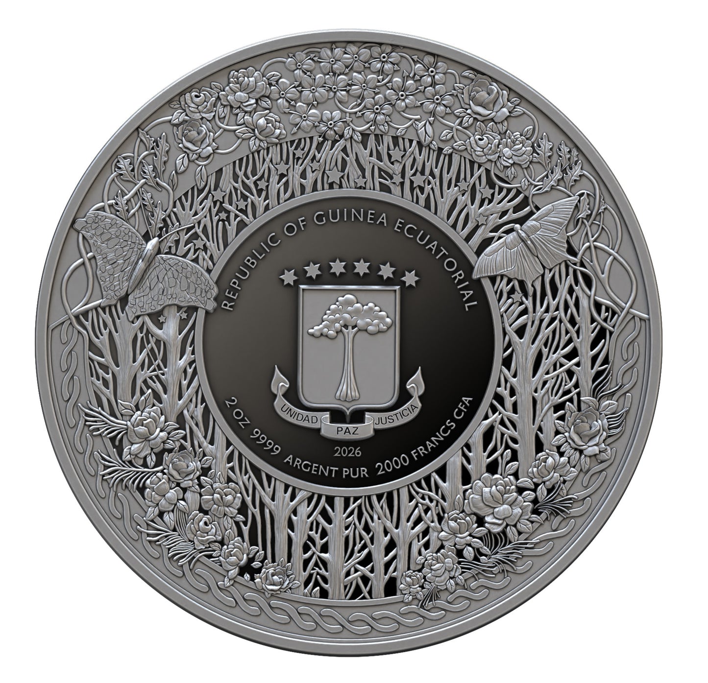 FREYJA 2026 | Äquatorial Guinea 2000 FRANCS CFA Silbermünze | 2 Oz 9999 Ag Ultra High Relief Proof