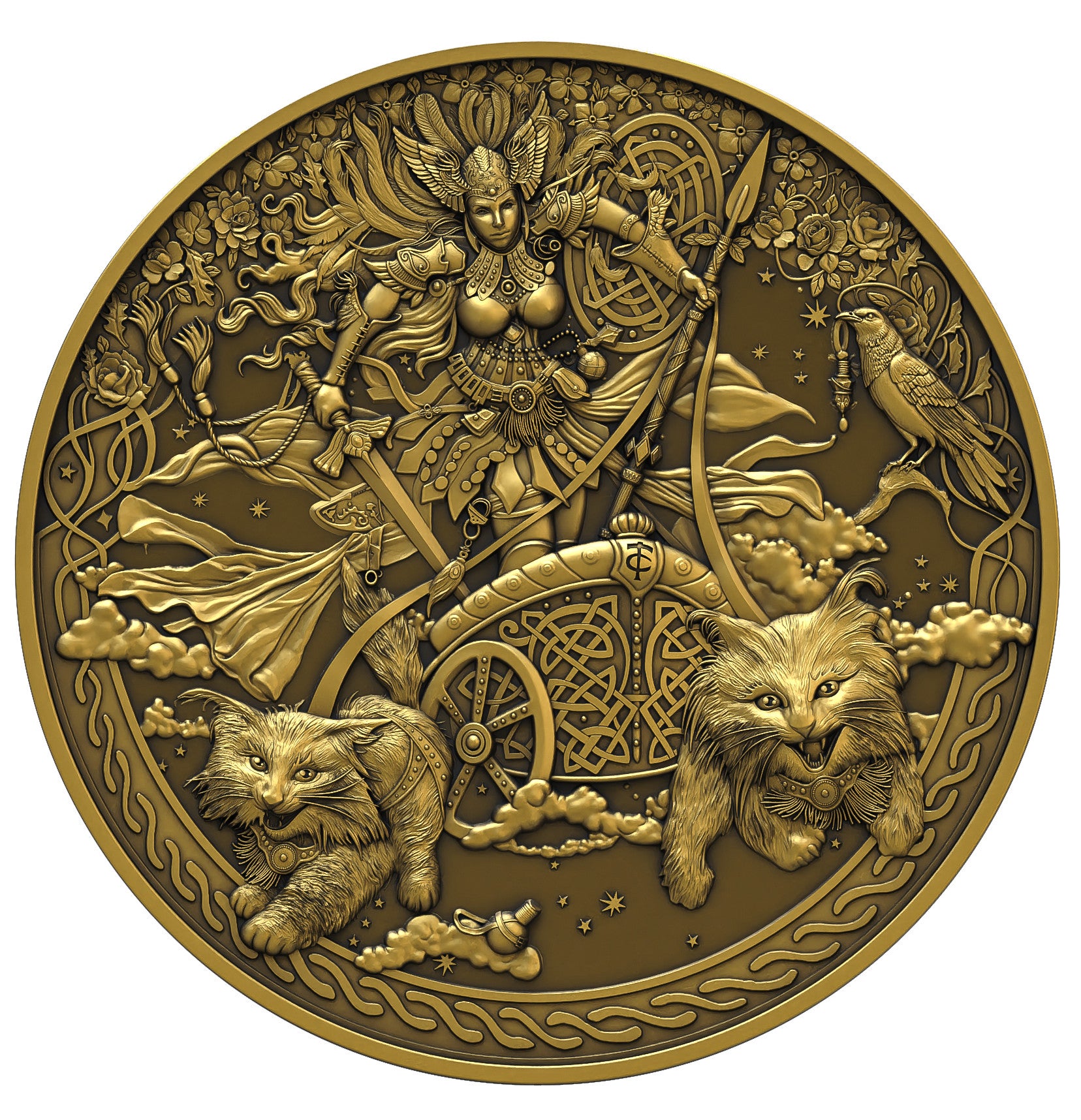 FREYJA 2026 | Äquatorial Guinea 2000 FRANCS CFA Silbermünze | 2 Oz 9999 Ag Ultra High Relief Antique Gold