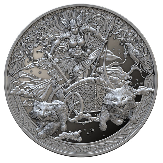 FREYJA 2026 | Äquatorial Guinea 2000 FRANCS CFA Silbermünze | 2 Oz 9999 Ag Ultra High Relief Proof