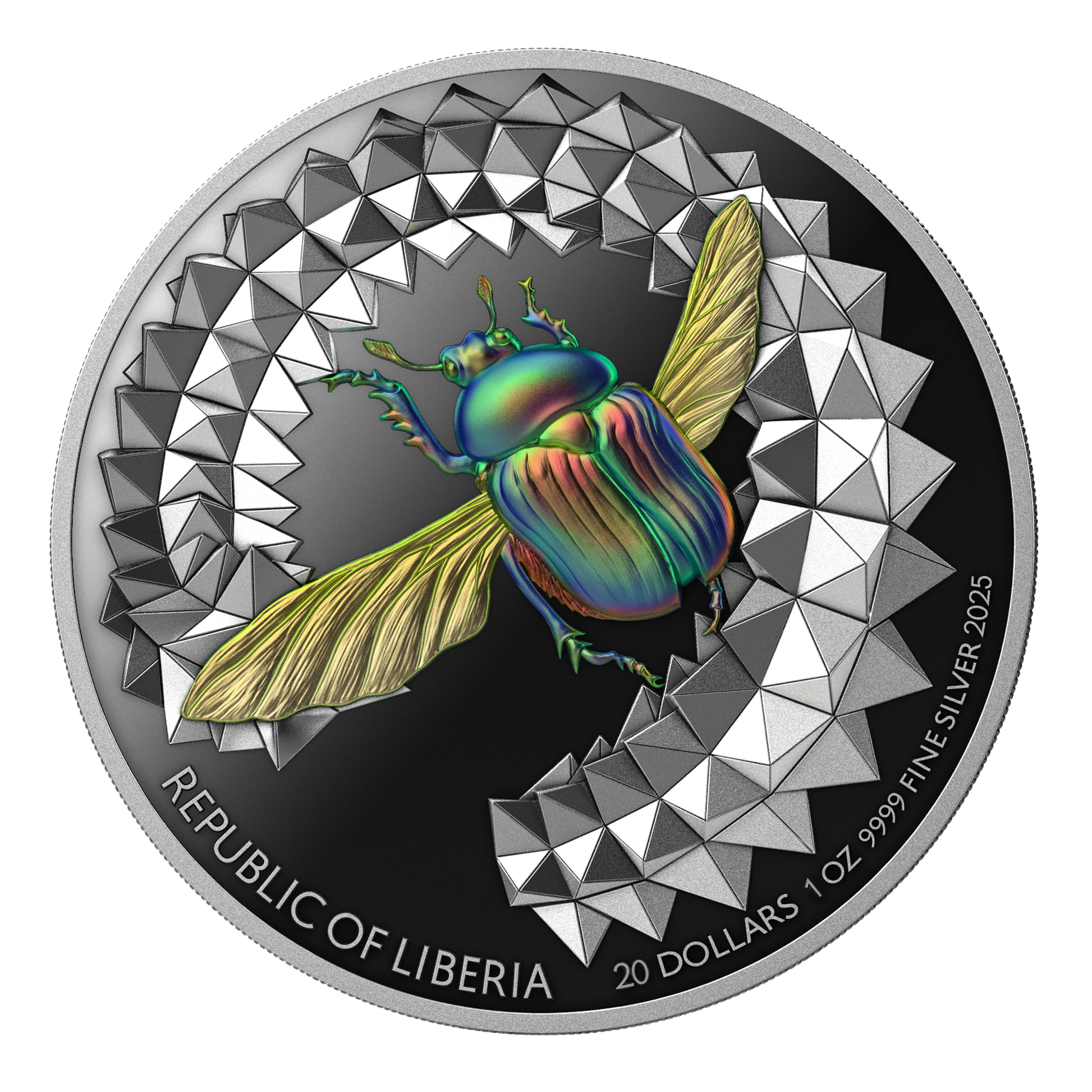 ÉNTOMA 2025 | SCARABEO 1 OZ 9999 SILBERMÜNZE Ultra-Hochrelief gefärbt Proof