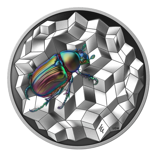 ÉNTOMA 2025 | SCARABEO 1 OZ 9999 SILBERMÜNZE Ultra-Hochrelief gefärbt Proof