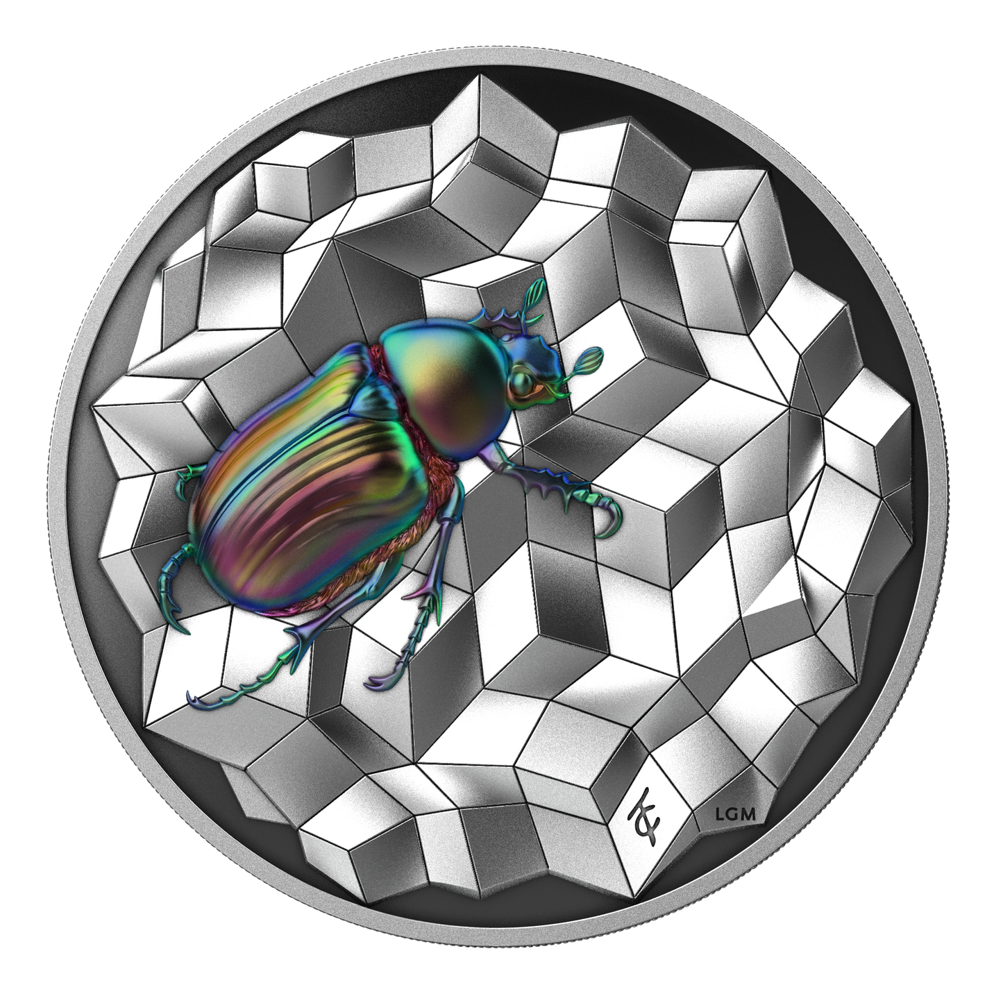 ÉNTOMA 2025 | SCARABEO 2 OZ 9999 SILBERMÜNZE Ultra-Hochrelief gefärbt Proof