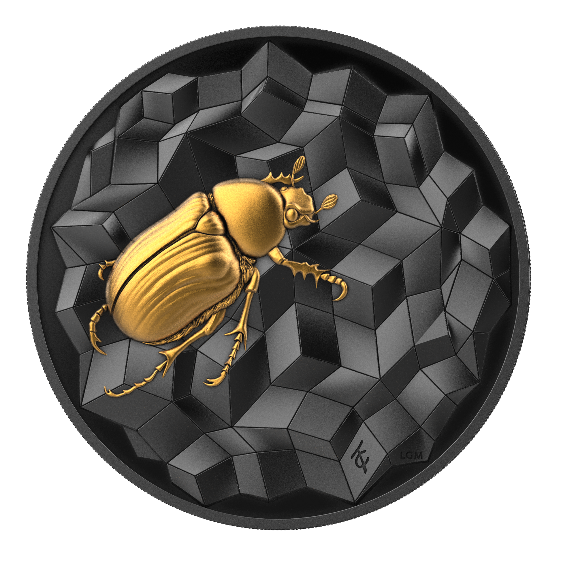 ÉNTOMA 2025 | SCARABEO 1 OZ 9999 SILBERMÜNZE Ultra-Hochrelief "Dark" vergoldet Proof