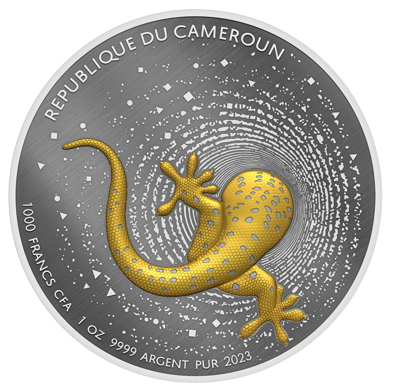 Gecko 2023 Cameroon 1 Oz Silver coin Dark Gilded