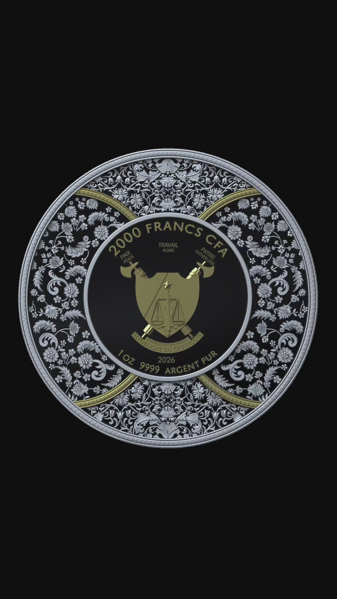 DURGA 2026 | SILVER INVESTMENT COIN 1 Oz High Relief Proof Ruthenium Gold | Cameroon 2000 Francs CFA