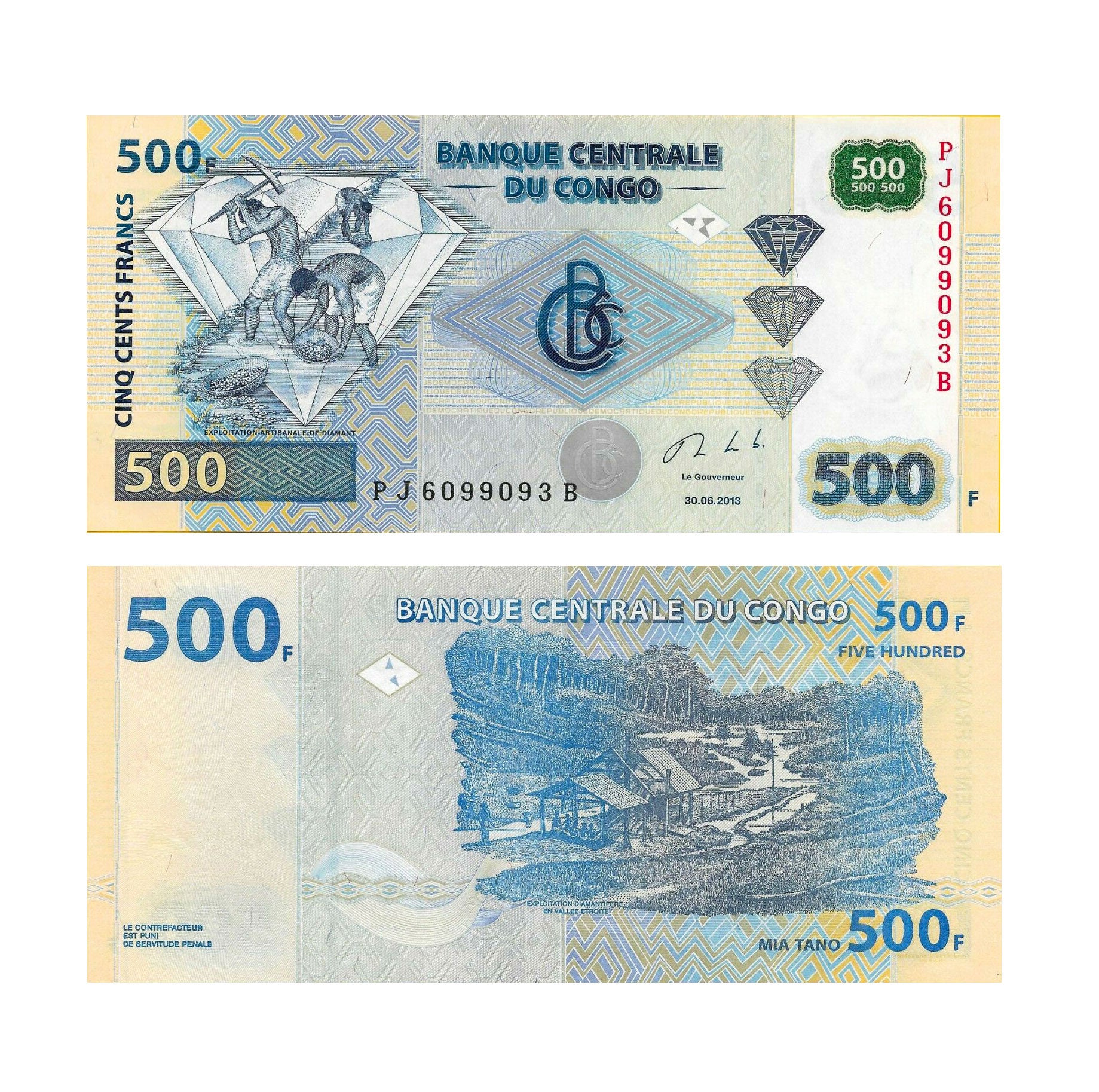 KONGO 4 BANKNOTEN SET | 50 - 500 FRANCS 2013 UNZ