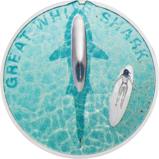 Great White Shark 2021 | Palau 5 Dollars 1 Oz 999 Proof | SMARTMINTING© TECHNOLOGY - Le Grand Mint
