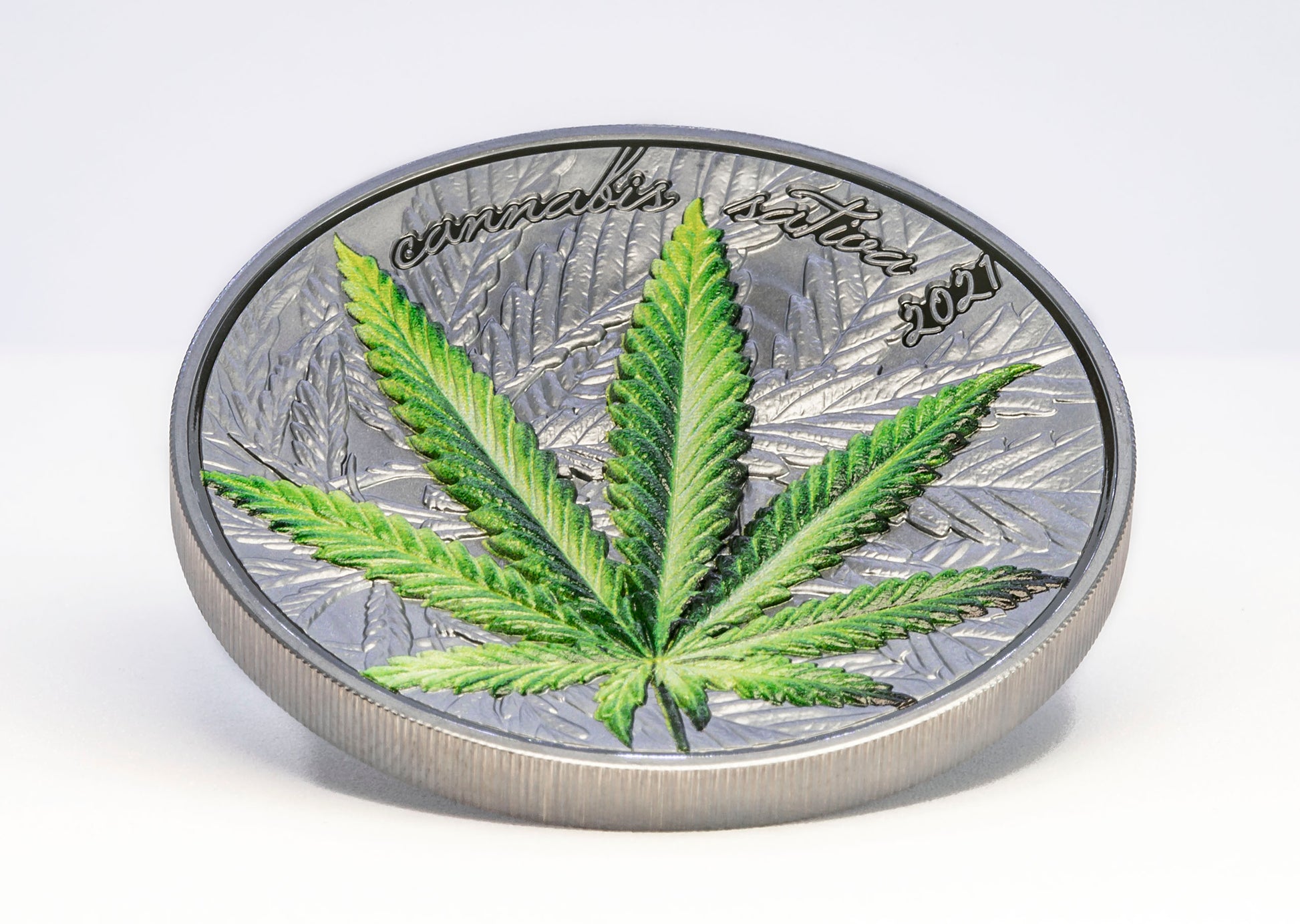 Benin 2021 | Cannabis Sativa Black Proof | 1 Oz 999 Silbermünze 1000 Francs