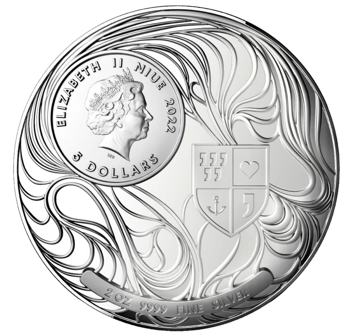 Niue Liberty Le Grand Mint 2 oz 5 Dollars Queen Elisabeth