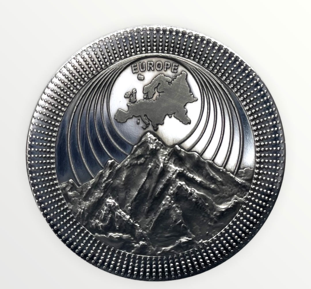 THE CONTINENTS 2021 EUROPE | Mont Blanc Dark 1 OZ 9999 Silver Coin | High Relief - Le Grand Mint